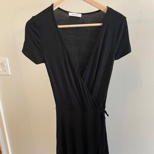 Black Faux Wrap Mini Dress